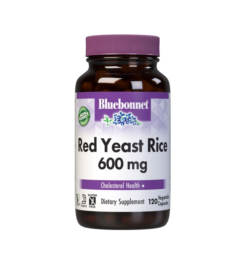 Bluebonnet Nutrition Red Yeast Rice 600 mg, Heart Health*, Non OGM, Vegan, Kosher Certified, Gluten-Free, Soy-Free, Dairy-Free, 120 Capsule Vegetali, 120 Serve