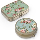 Pillola Case Pill Box con Specchio Retro Piccolo Pillola Case per Purse o Pocket Bronze Pill Box o Vitamine, Olio di Pesce, Integratori, Pillola Containe Regali di viaggio(2PCS)