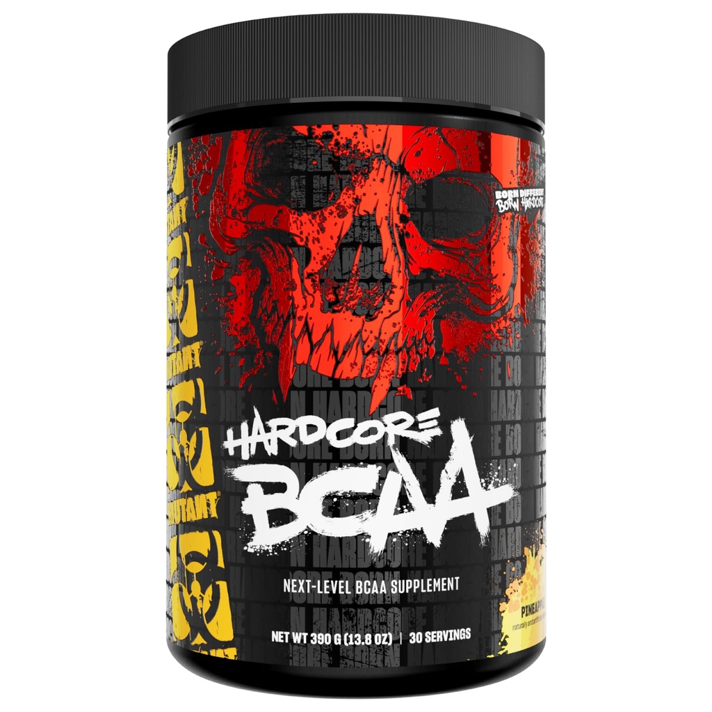 Mutant Hardcore BCAA - Pre, Intra o Post Workout – BCAA Next Level Braned-Chain Aminoacidi Supplement – Idratazione + Recupero - 30 Serving - Ananas