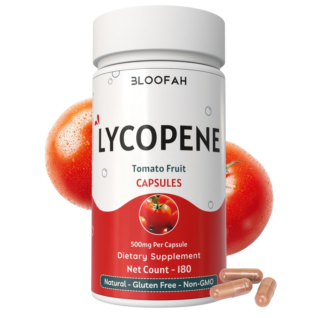 Capsule di polvere di pomodoro 500mg - 180 Count (Lycopene) Integratore naturale di carotenoide per la salute e il supporto benessere | Gluten Free & Non-OGM, Basato su piante