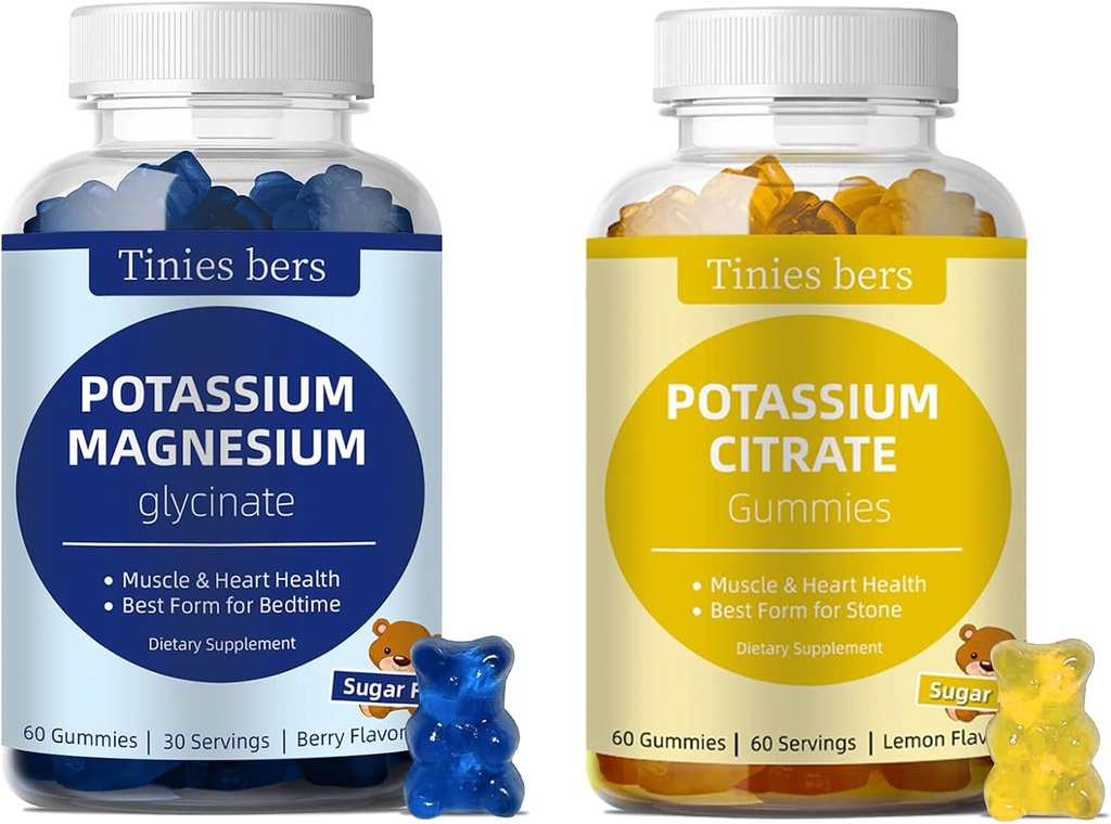 Gummie di citrato di potassio e gommie di magnesio di potassio per adulti e bambini, Gummie senza zucchero