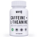 WHYZ Pillole di caffeina con L-teanina, 120 capsule, Pillole di energia Nootropic Stack, Vitamine di energia per la messa a fuoco di energia sostenibile e funzione cognitiva, L Theanine Caffeine Integratori di energia per le donne e gli uomini
