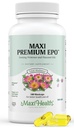 Maxi-Health Sera Primrose e Flax Seeds Olio Softgels - Vegan Omega 3 6 9 Integratori per pelle sana, capelli e giunti - Kosher Certificato, Organic Evening Primrose olio Softgels, 180 Conte