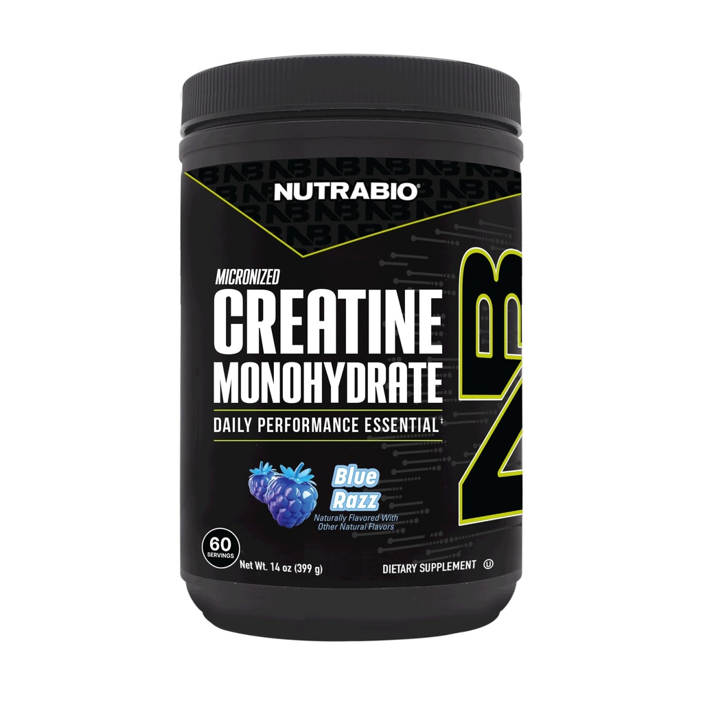 NutraBio Pure Micronized Creatine Monohydrate Powder Supplement, Blue Razz (300 g) - Supporta Bulk Muscle Energy, Recovery e Strength - HPLC Testato Creatina Powder Supplement per uomini e donne