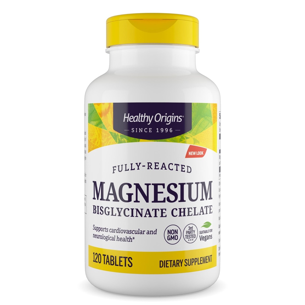 Sani Origini Magnesio Bisglycinate Chelato (Non OGM, Gluten Free, Supporto cardiovascolare, Supporto Bone, Supporto neurologico, Vegan), 120 Tablet