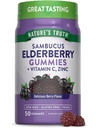 Verità della natura Black Elderberry Gummies | 50 Vegan Gummies | con vitamina C e zinco | Sapore di bacche | Vegan, Non OGM e Gluten Free Supplement