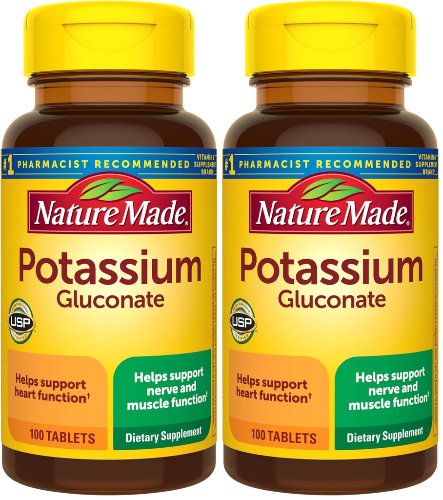 Natura fatta Gluconato di potassio 550 mg, Supplemento dietetico per il supporto di salute del cuore, 100 compresse, 100 giorni di alimentazione (pacchetto di 2)
