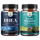 Bundle di DHEA Supplemento per le donne e gli uomini - DHEA puro 25mg per l'equilibrio dell'ormone - Dehydroepiandrosterone e fegato Cleanse Detox & Repair - Integratore di cardo al latte per la digestione e la salute immunitaria