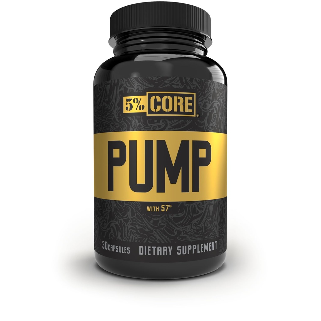 5% Nutrizione pompe di base | NO2 Nitric Oxide Booster Supplemento pillole | Tutti Natural Ultra Low Stim Preworkout Supplement (5mg Caffeina) (30 capsule)