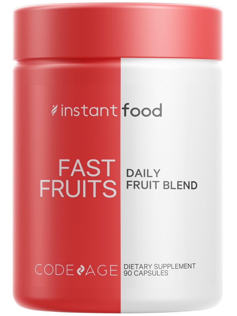 Codeage Instantfood Fast Fruits, Oltre 15 Frutti Polvere Equivalente All-in-One, Vegan Daily Whole Food Vitamine - Berry, Polifenoli Antiossidanti & Bioflavonoid Multivitamin, Non-GMO, 90 Capsule