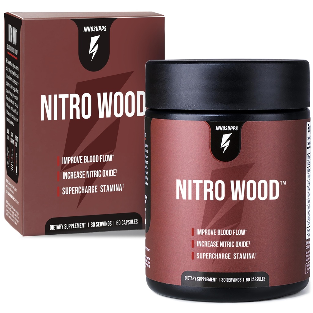 InnoSupps Nitro Wood - Supporta il flusso sanguigno sano | Nitric Oxide Supplemento | Natural Immune Support | (60 capsule vegetariane)