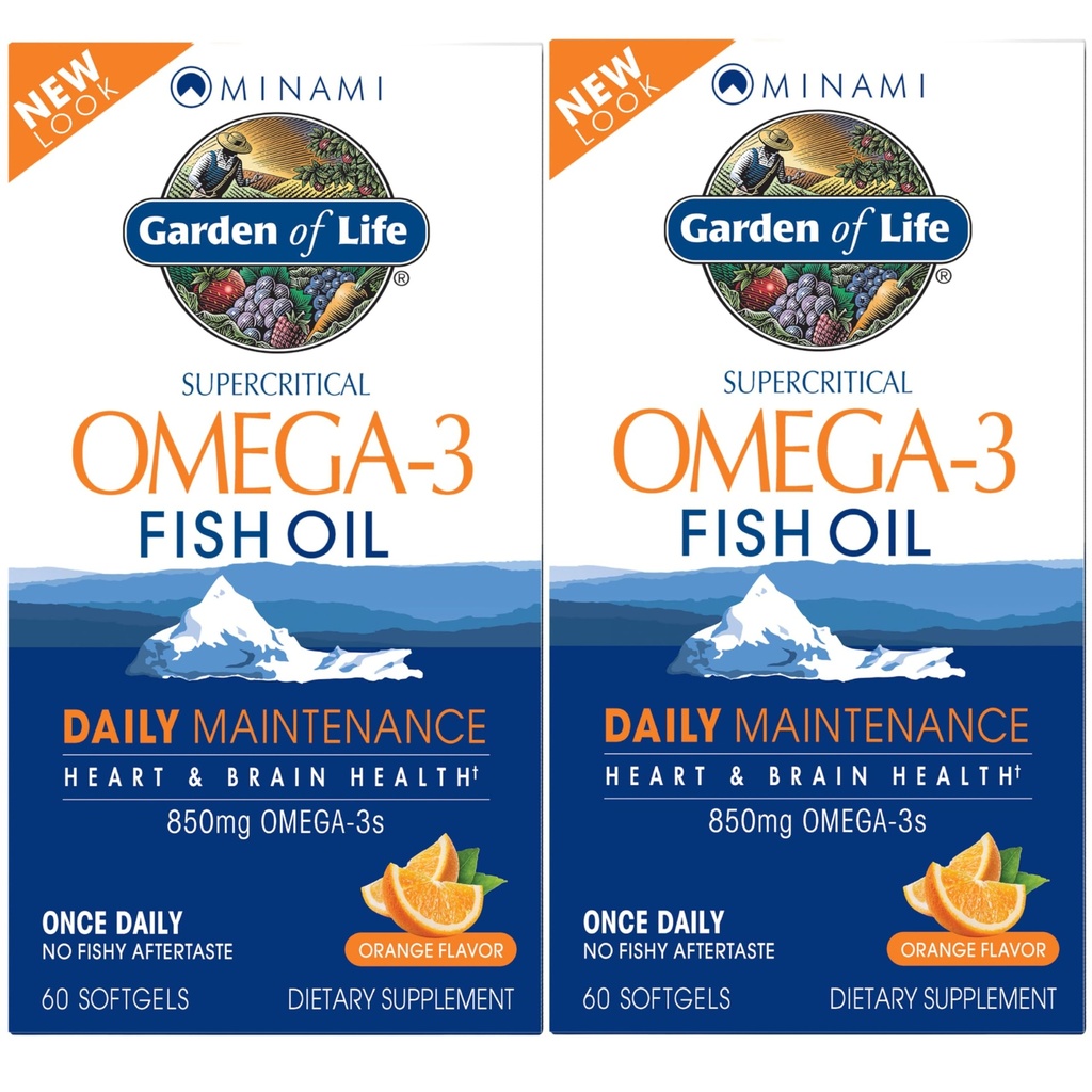 Giardino della vita EPA/DHA Omega 3 Fish Oil - Funzione di cervello naturale Minami, supplemento di cuore e umore, 120 conteggio (60-ct 2-Pack)