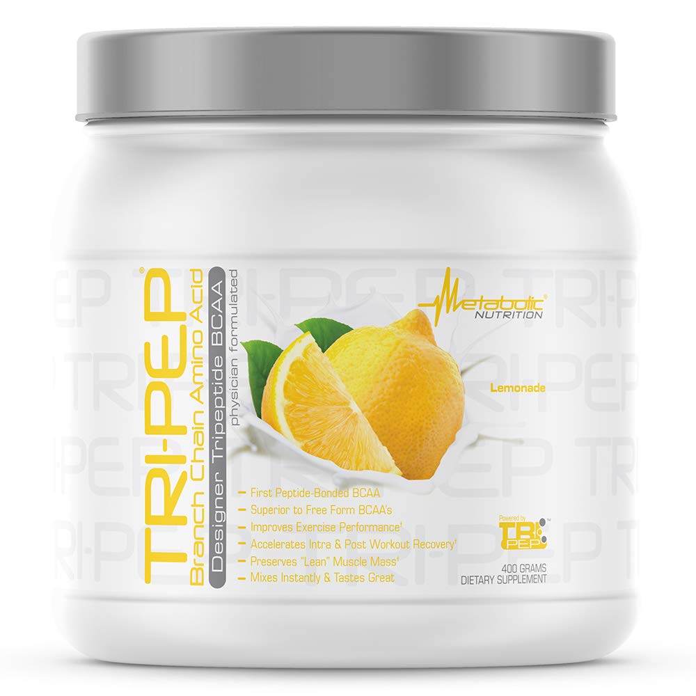 Nutrizione metabolica - TRIPEP - Tri-Peptide Branch Aminoacido catena, Polvere BCAA, Pre Intra Post Supplemento di allenamento, Limonata, 400 Grammi (40 Serve)