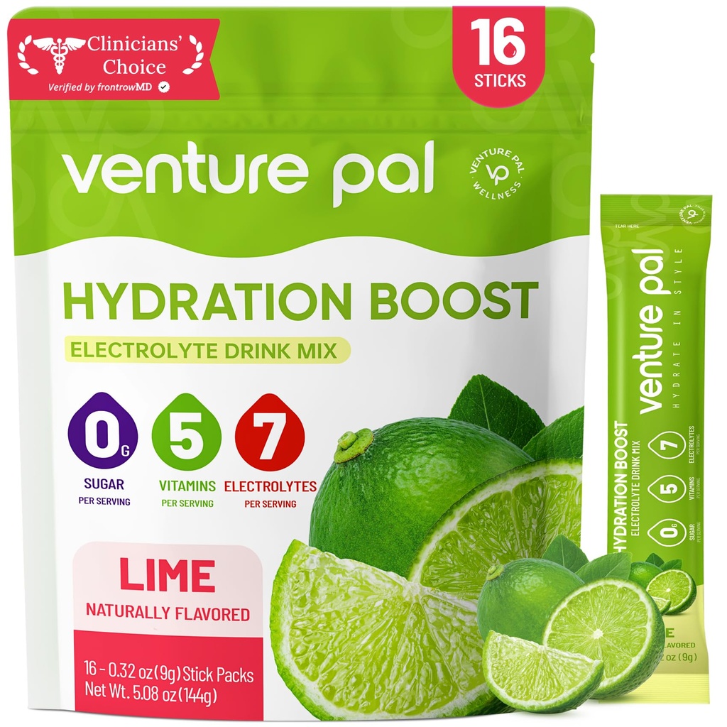 Imballaggio della polvere dell'elettrolita senza zucchero di Venture Pal - Imballaggio di idratazione del liquido giornaliero IV | Miscela di bevanda degli elettroliti con 5 vitamine & 7 elettroliti | Keto Friendly | Non OGM | Vegan certificato | 16 Sticks