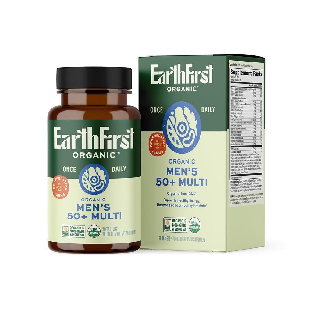 Una volta Multi giornaliero per gli uomini 50+, 19 Vitamine da Erbe & Superfoods, Supporta la salute della prostata, livelli di energia e ossa forti, 30 conte