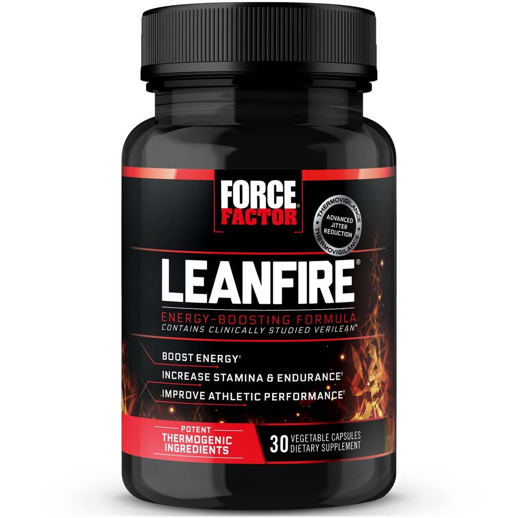 Fattore di forza LeanFire Pre Workout Pillole di energia con Estratto di tè verde e caffeina per aumentare l'energia, costruire il muscolo magro, nero, 30 conteggio (Pack of 1), pacchetto May Vary