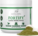 Polvere di pulizia dei denti del cane - Fortify polvere dentale per cani - Remover placca e rinfresca il cattivo respiro con i supplementi verdi freschi - Contiene Kelp, Probiotics e altri ingredienti di pulizia dei denti