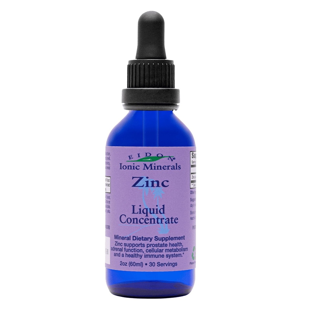 Concentrato di zinco liquido di Eidon Ionic Minerals - Integratore di zinco ionico Gocce per adulti e bambini, Sistema immunitario di sostegno, Capelli e Pelle, Salute del fegato e del rene, Allevia lo stress - 2 oz