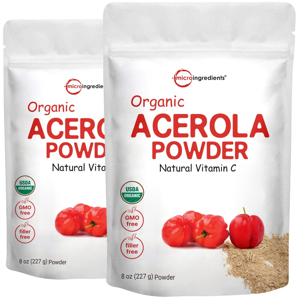 2 Confezione di polvere di ciliegia organica di Acerola USDA pura, vitamina C naturale e organica per il sistema immunitario, 8 once, nessun OGM, nessun glutine, Brasile Origine