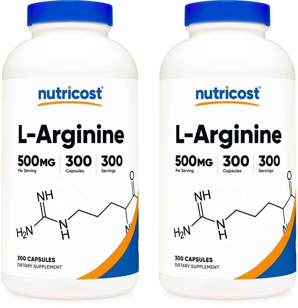 Nutricost L-Arginina 500mg, 300 capsule (2 bottiglie)