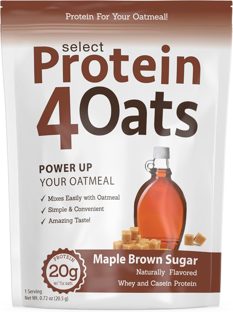 PEScience Protein4Oats, Polvere per fare l'avena di proteina di degustazione stupefacente, con Whey e Casein, senza glutine, zucchero marrone maple, 12 Servings