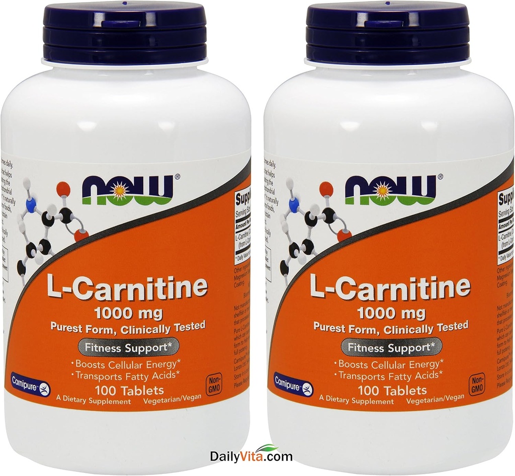 NOW Alimenti L-Carnitina Tartrato 1000mg, 100 compresse (Pack of 2)