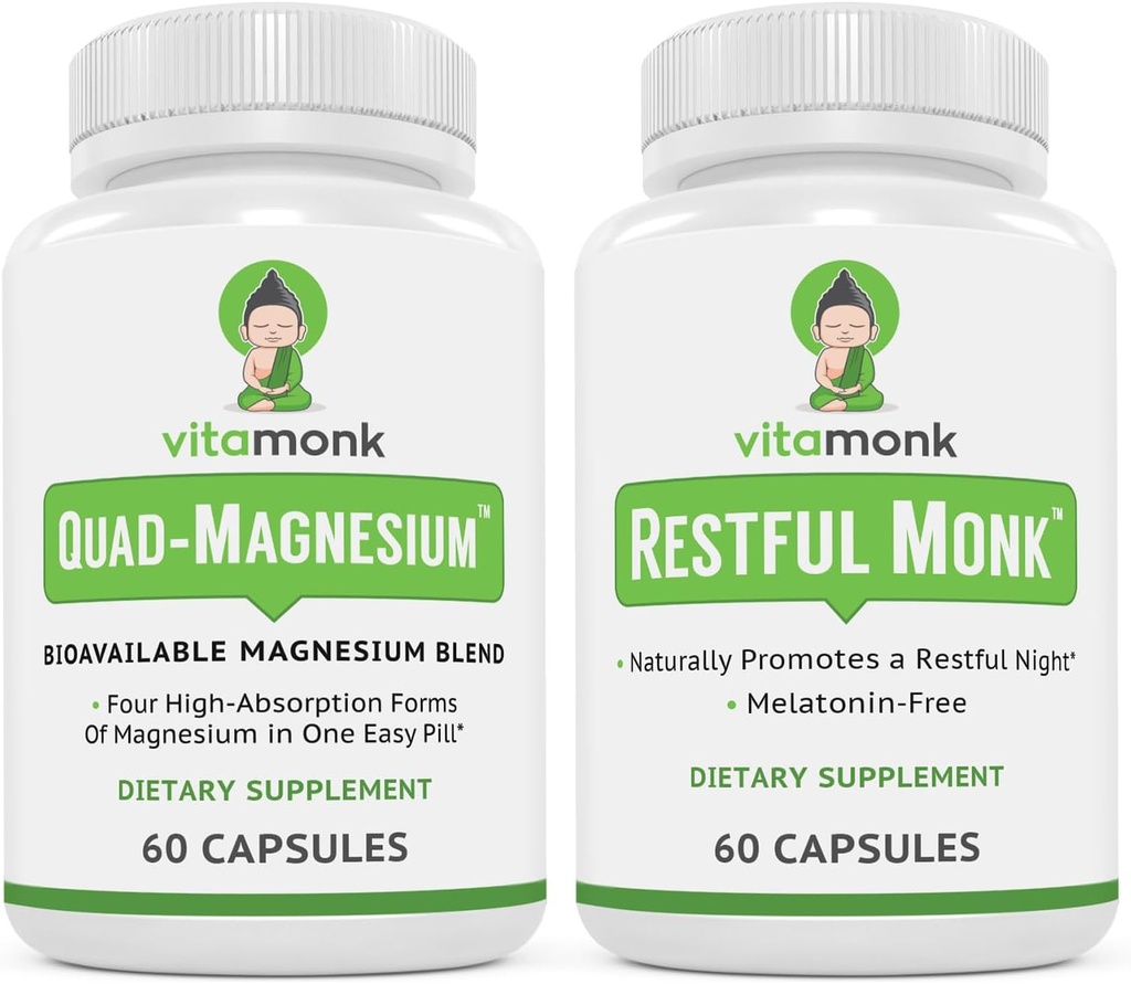 Sonno e relax Bundle: VitaMonk Melatonin-Free Sleep Aid + Quad Magnesium Blend