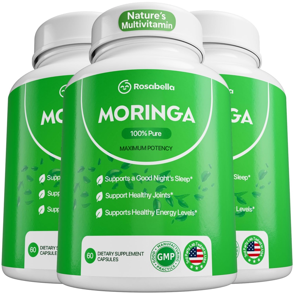 Estratto di caffè verde Rosabella - Polvere di Moringa pura, energia, pelle, Immune & Gut Superfood salute, ricco di antiossidanti, vitamine essenziali e aminoacidi, naturale Green Superfood Supplement - 180 Conte