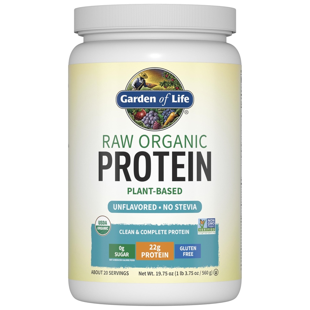 Giardino della vita Organico Vegan Protein Powder, Plant Based & BCAAs, Organic Protein Powder with Probiotics & Enzymes, Non-GMO, Gluten-Free Lactose 1.2 LB
