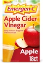 Emergen-C Aceto di sidro di mele vitamina C Fizzy Drink Mix, Integratore alimentare per il supporto immunitario, Mela - 18 Conte