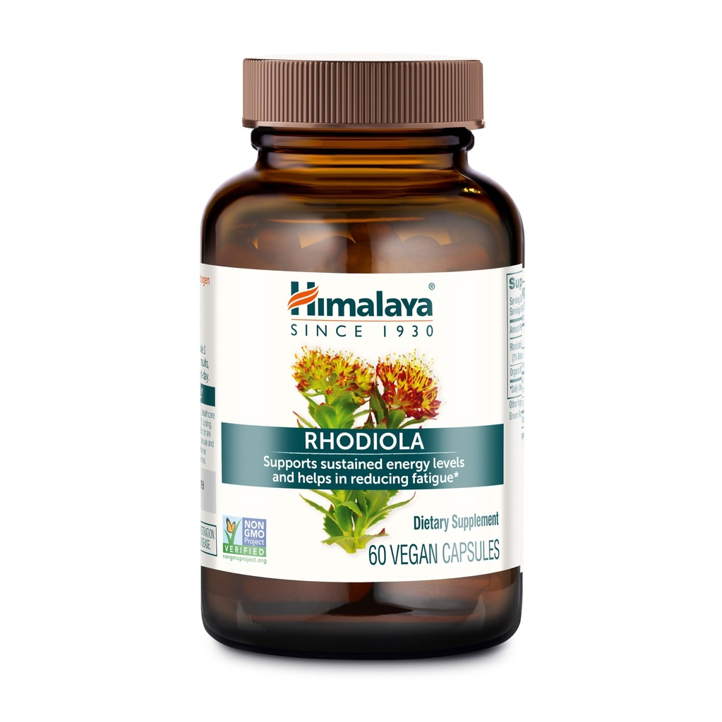 Himalaya Rhodiola Rosea - Integratori di energia a base di erbe per il supporto di stress sollievo, energia e resistenza all'esercizio - Vegan, senza glutine, 250 mg, 60 capsule