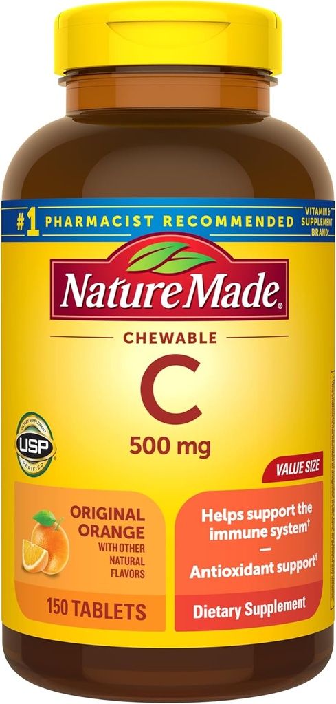 Natura fatta vitamina C 500 mg Masticabili, Arancione, 150 ct
