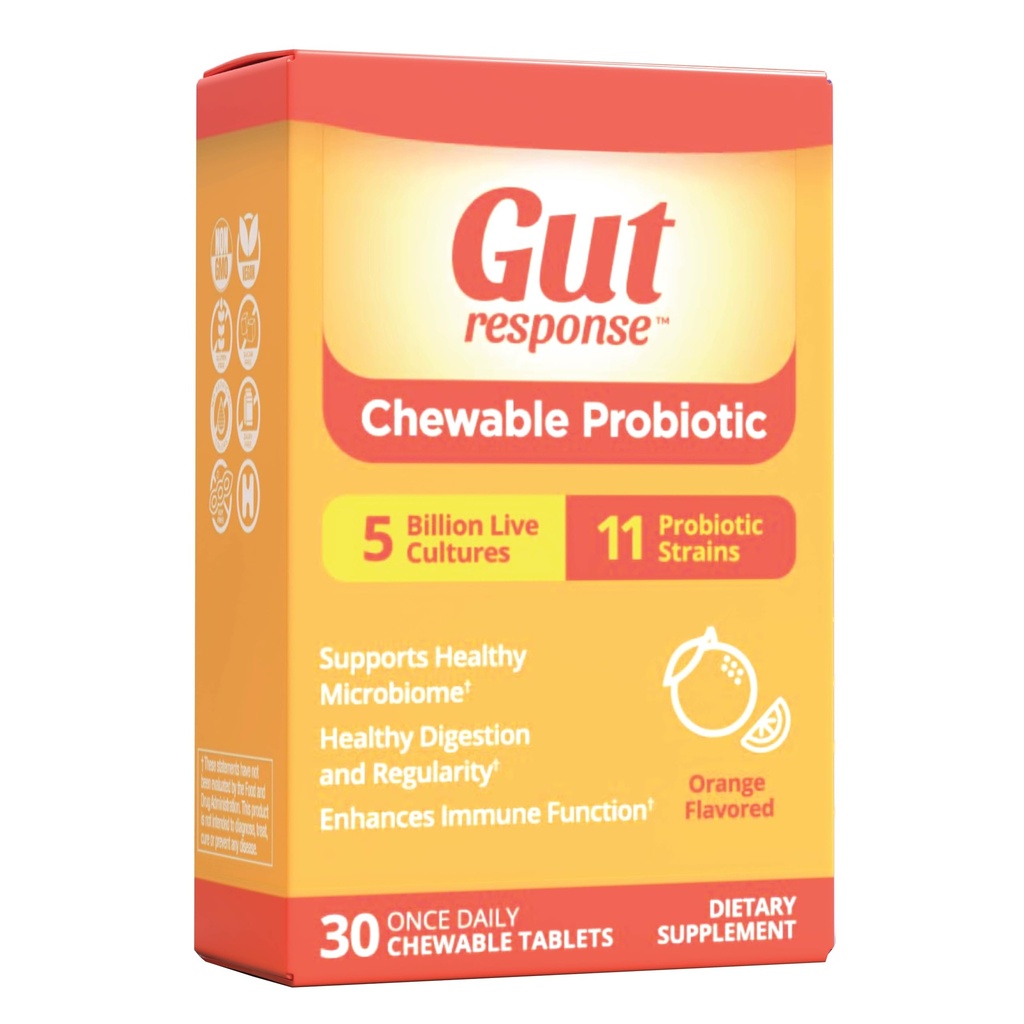 Chewable Probiotic per gli uomini e le donne, rallenta l'invecchiamento digestivo, migliora il sistema immunitario, non OGM, senza glutine e soia, 5 miliardi di CFU, 30 compresse masticabili, aroma d'arancia