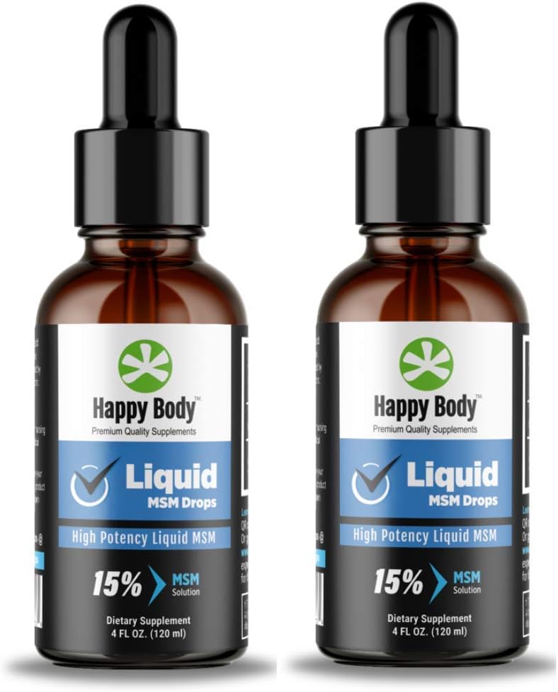 Il liquido MSM di MSM di HAPPY rilascia il contenuto più alto di MSM in un supplemento di MSM liquido. Ideale per entrambe le applicazioni orali e topiche - 1 x 4 fl. oz Bottiglia (2 Confezione)