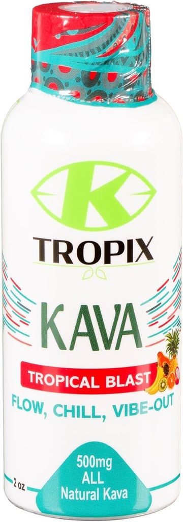 K-Tropix Kava Shot Tropical Blast - 500mg Wellness Shots per promuovere il relax e ridurre la preoccupazione - Kava Drink - Peggio, Tensione, Strain Relief Supplement - 1 Pack