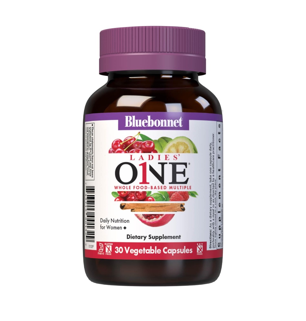 Bluebonnet Nutrition Signore Una capsula vegetale organica, Cibo intero multiplo, K2, Energia, Vitalità, Non OGM, Gluten, Soy & Milk Free, Kosher, 1 mese di fornitura, Grigio chiaro, 30 conte
