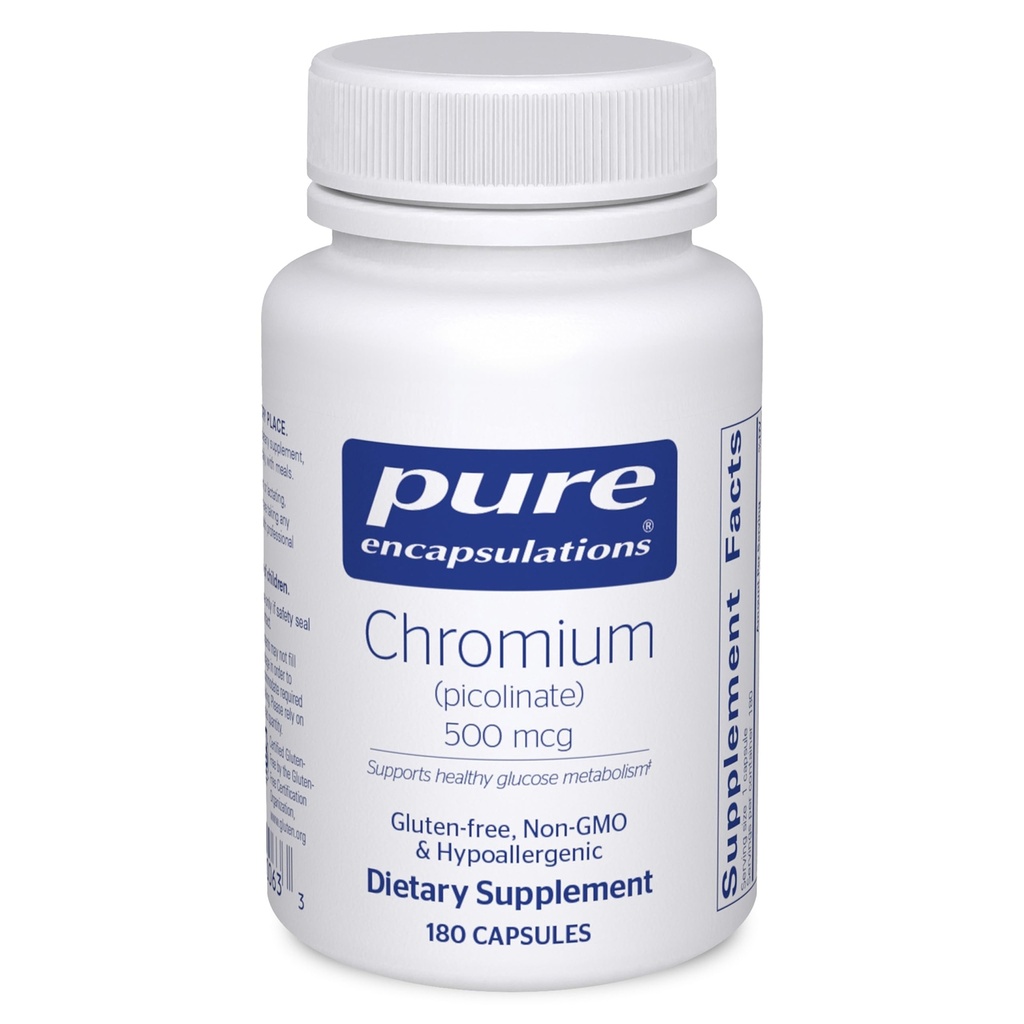 Pure Encapsulations Chromium (Picolinate) 500 mcg - per Lipid & Carboidrate Metabolism* - Supplemento minerale - Supplemento al cromo di assorbimento superiore - Vegan & Gluten Free - 180 Capsule
