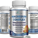 Alto assorbimento Magnesio Citrato Complesso 500mg Magnesio Citrato & Ossido – Supporta il sonno calmo, Muscolo Ceppo Rilievo, Recupero Muscolare, Teeth & Bones sani, Non-GMO – 60 capsule vegetali