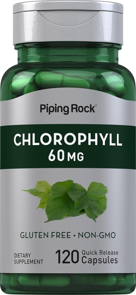 Piping Rock Chlorophyll Capsule | 60 mg | 120 pillole | Supplemento per donne e uomini | da Mulberry Leaf | Non-GMO, Gluten Free