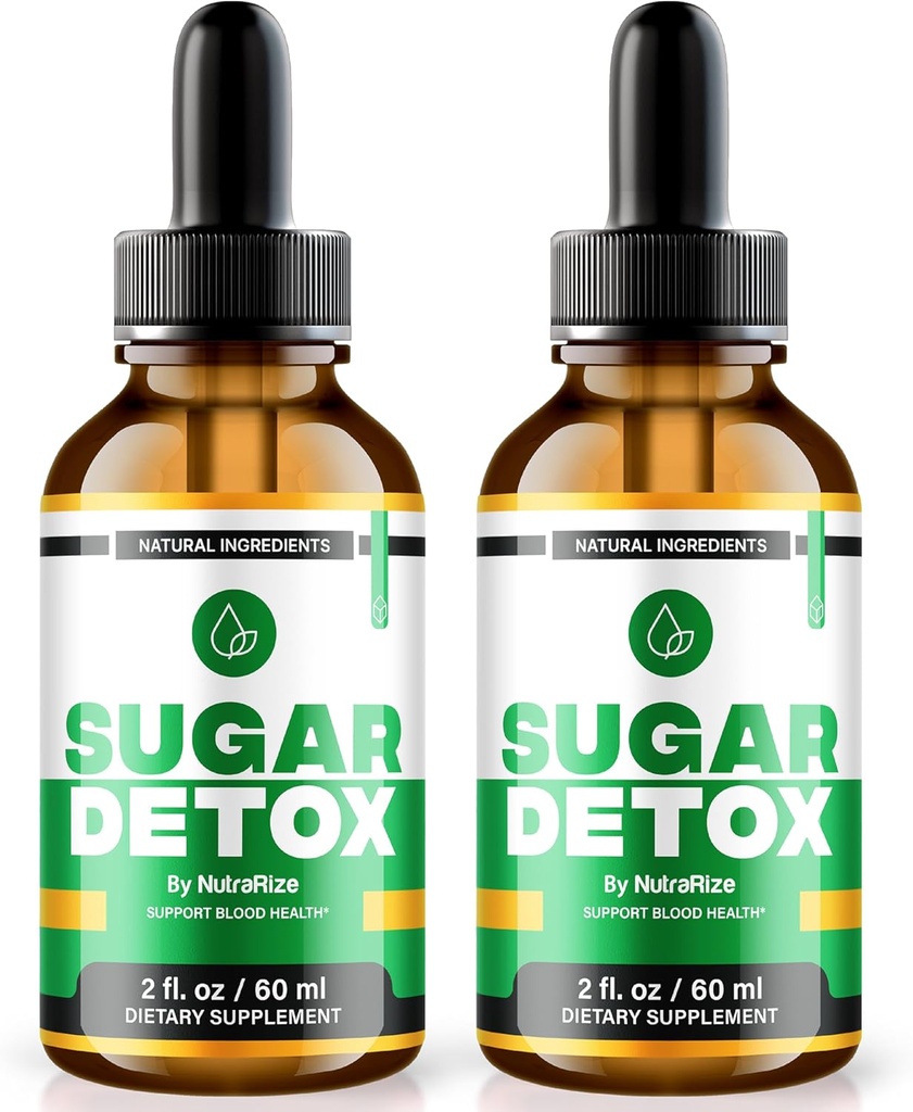 NutraRize (2 Pack) Gocce di disintossicazione dello zucchero, gocce di disintossicazione dello zucchero di 21 giorni, detergente liquido naturale per principianti, recensioni di Gotas della formula del sangue Premium (60 Serve)