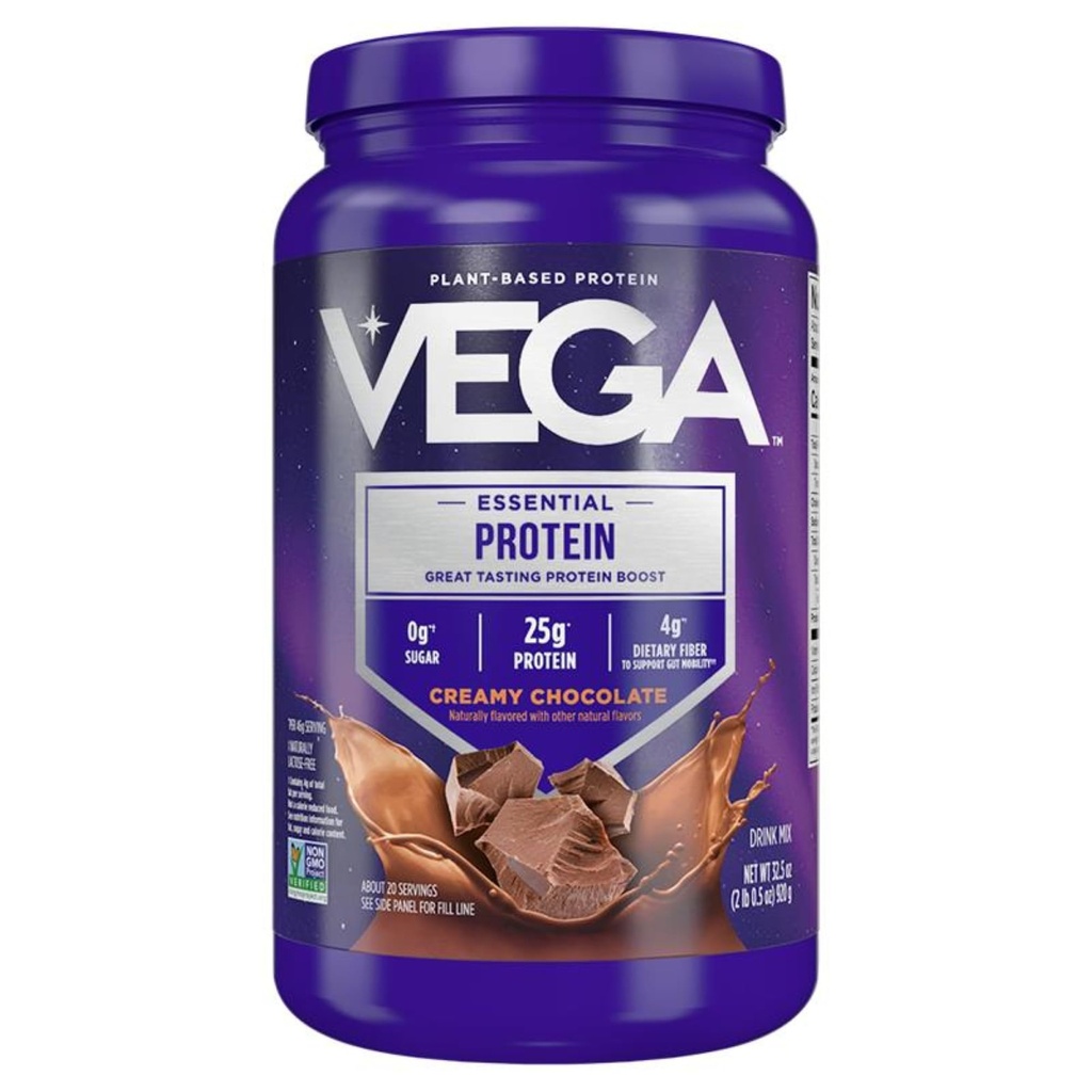 Vega Proteina Essenziale Originale - 25g Proteina Basata sulle piante, Cioccolato Cremoso, 20 Serve, Vegan Non OGM Bevande Mix, Smoothie & Shake Ready, Gluten Free, Dairy Free, 32.5oz (Packaging May Vary)