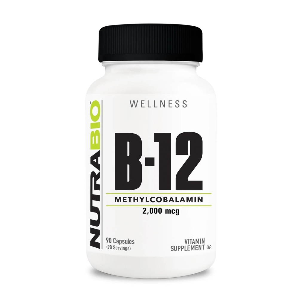 NutraBio Methyl B-12 Vitamin Supplemento, 2000mcg – Promuove la salute cellulare e il benessere, 90 capsule vegetali