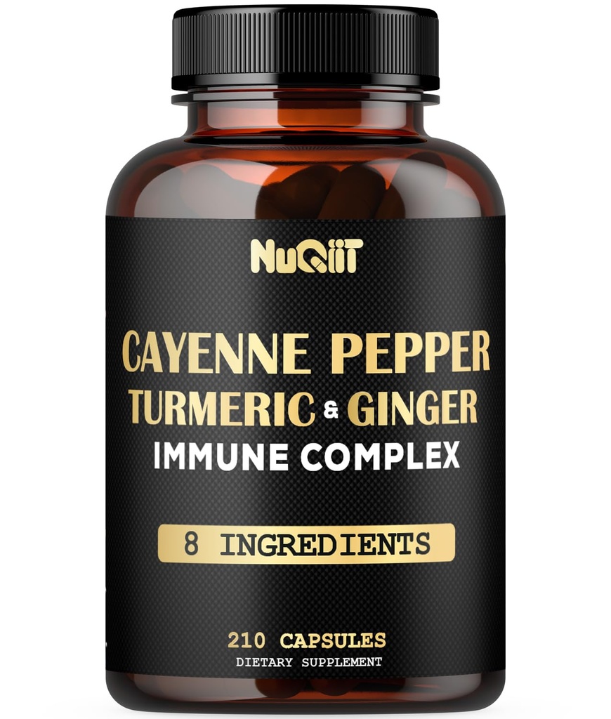 210 Pillole - Cayenne Pepper Capsule Organic con Turmerico, Ginger, Immune Support Complex come Elderberry, Echinacea, Bulbo Aglio - Digestione, Heart Health & Body Management