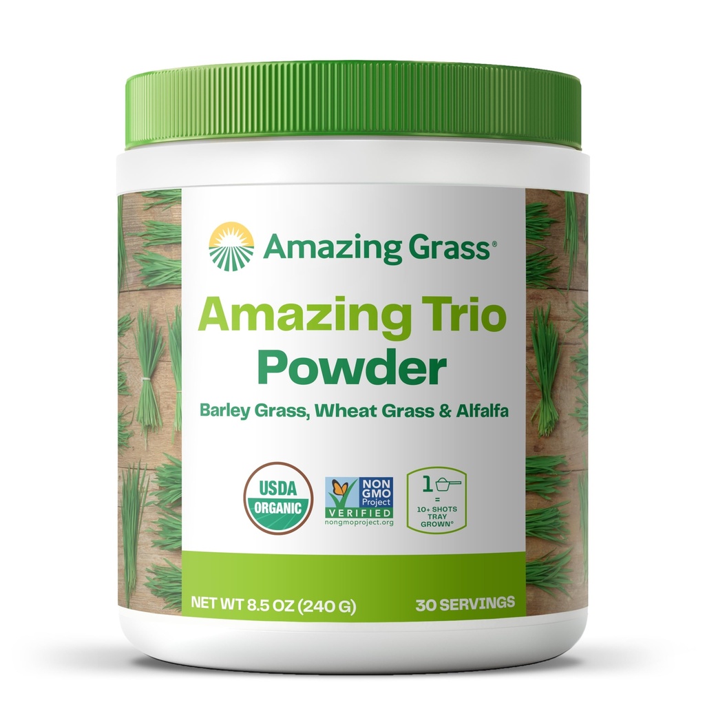 Stupefacente erba verdi Trio: Greens polvere con erba, Alfalfa, & erba d'orzo, ricca fonte di clorofilla, 30 Servings