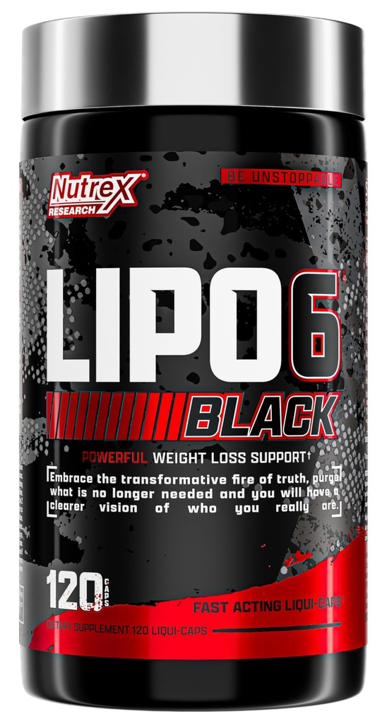Nutrex Lipo-6 Nero Max Forza Fat Burner - Veloce Attivo Energia, perdita di peso pillole dieta – Appetite Suppressant, Metabolismo Booster - 120 capsule