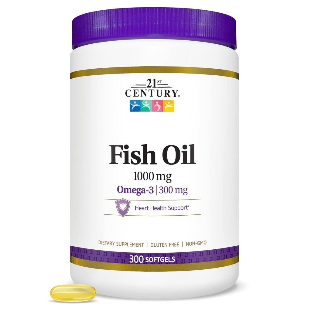 21st Century Fish Oil 1000 mg Softgels, 300 Conte