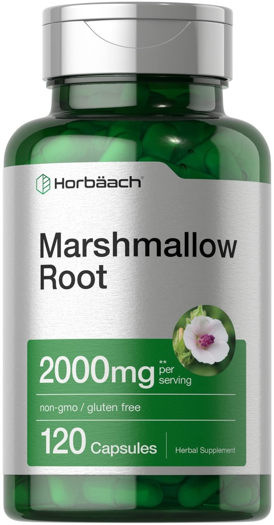 Horbäach Marshmallow Root Capsule | 2000mg | 120 Count | Non-GMO & Gluten Free | Estratto di erbe tradizionali
