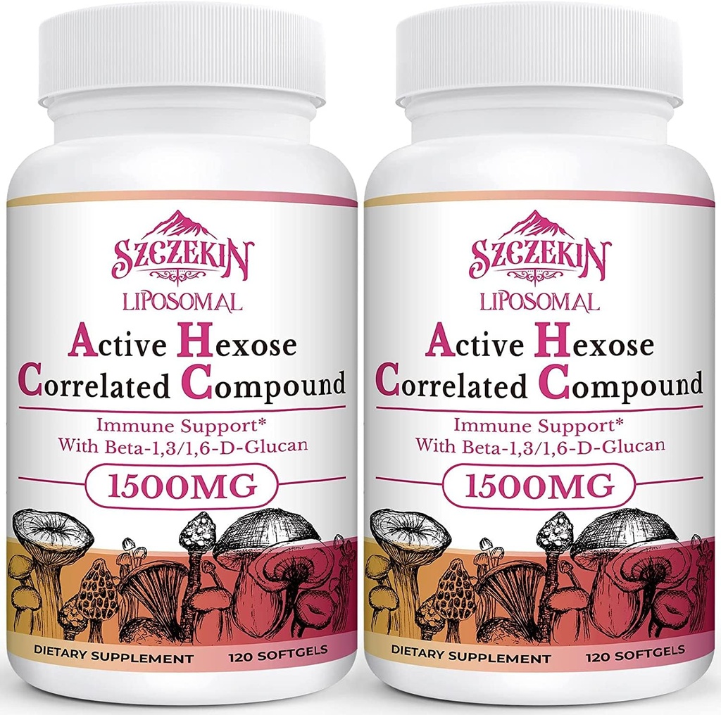 1500mg Liposomal Active Hexose Correlated Supplement,240 Soft Gel Beta-Glucani con Estratto di funghi naturale, Sistema immunitario, Funzione del fegato, Mantenere T-Cell & Killer Cell Activity