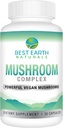 Best Earth Naturals Vegan Mushroom Complex Supplemento per energia, Clarity & Cognitive - Supporto Immune w/Lion's Mane, Reishi, Chaga, Maitake & Shiitake 30 giorni di alimentazione (30 capsule)