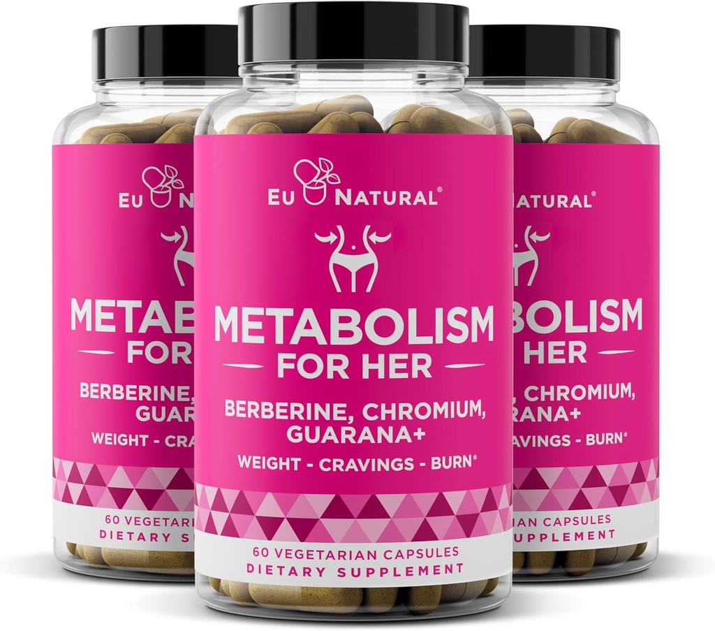 Metabolismo per il suo 3-pack Bundle - pillole di perdita di peso per le donne - Appetite Suppressant, Fat Burner, Metabolism Booster - Combat Cravings & Lose Belly Fat - Berberine, Chromium Picolinate & Guarana